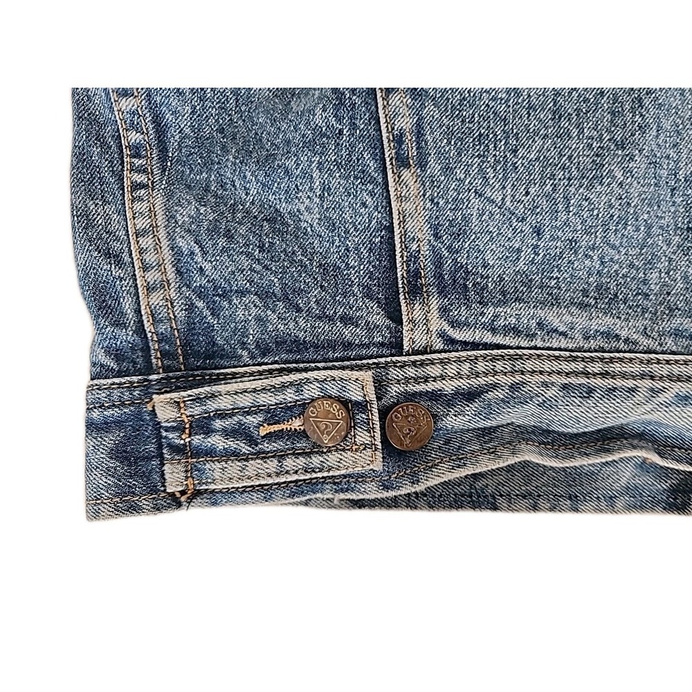 Vintage 80s Georges Marciano for GUESS? Womens Med Jean Jacket Triangle x2 Rare - Picture 12 of 16